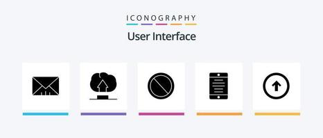Benutzeroberfläche Glyph 5 Icon Pack inklusive Benutzeroberfläche. Taste. verboten. Pfeil. Smartphone. kreatives Symboldesign vektor