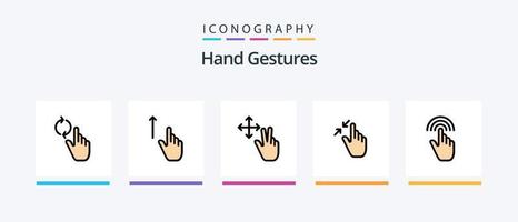 Handgesten Zeile gefüllt 5 Icon Pack inklusive Touch. Schnittstelle. Finger. Gesten. runter. kreatives Symboldesign vektor