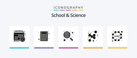 Schule und Wissenschaft Glyphe 5 Icon Pack inklusive Nano. entdecken. Wissenschaft. Atom. kreatives Symboldesign vektor