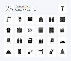 Bauen und Bauen 25 solides Glyphen-Icon-Pack inklusive Gebäude. Tür. malen. Konstruktion. Stadt vektor