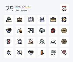 Essen und Trinken 25 Zeilen gefülltes Icon Pack inklusive Essen. Flasche. Essen. Restaurant. Essen vektor