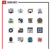 Stock Vector Icon Pack mit 16 Zeilen Zeichen und Symbolen für Zeichen Partnerschaft Zeit Idee kreativ bearbeitbare kreative Vektordesign-Elemente