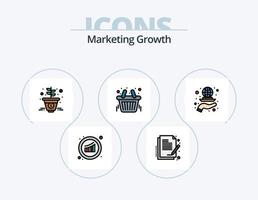Marketing-Wachstumslinie gefüllt Icon Pack 5 Icon Design. Information. Präsentation. Server. Diagramm. Geld vektor