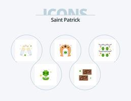 Saint Patrick Flat Icon Pack 5 Icon-Design. Girlande. Hufeisen. Beifall. Reichtum. Tag vektor