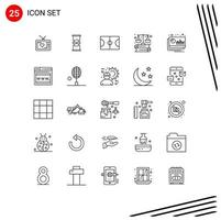 25 tematiska vektor rader och redigerbar symboler av Diagram marknadsföring sand lagar företag redigerbar vektor design element