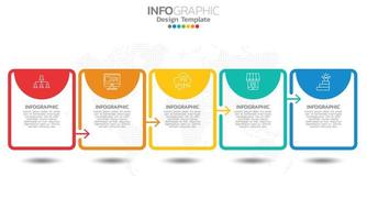 Infografik-Elemente der Geschäftszeitleiste mit 5 Abschnitten oder Schritten vektor