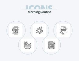 Morgenroutine Linie Icon Pack 5 Icon Design. . Massage. erheben. Email. Laptop vektor
