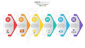 Infografik 6-Schritt-Farbdiagramm, Business-Grafikdesign vektor