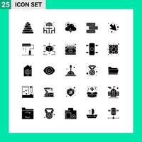 Gruppe von 25 soliden Glyphen Zeichen und Symbolen für das Design rechts unten Bibliothek bearbeitbare Vektordesign-Elemente vektor