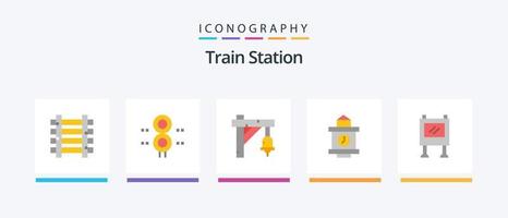 tåg station platt 5 ikon packa Inklusive reklam. station. transport. tid. transport. kreativ ikoner design vektor