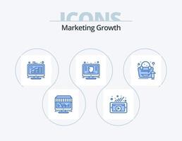 Marketing-Wachstum blau Icon Pack 5 Icon Design. Geld. Management. Soziales Netzwerk. Finanzen. Wachstum vektor