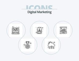 Digital Marketing Line Icon Pack 5 Icon-Design. Verbindung. suchen. Email. Management. Glas vektor