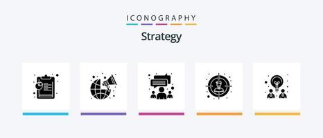 strategi glyf 5 ikon packa Inklusive partnerskap. design. grupp. kreativ. mål. kreativ ikoner design vektor