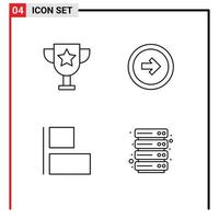 4 thematische Vektor-Filledline-Flachfarben und bearbeitbare Symbole für bearbeitbare Vektordesign-Elemente der horizontalen Pfeil-Benutzeroberfläche der Benutzeroberfläche vektor