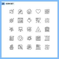 25 kreative Symbole moderne Zeichen und Symbole der Kommunikation wie File Love Computing editierbare Vektordesign-Elemente vektor