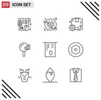 Umrisspaket mit 9 universellen Symbolen für Geldautomaten-Konfigurationssignalsuche editierbare Vektordesign-Elemente vektor