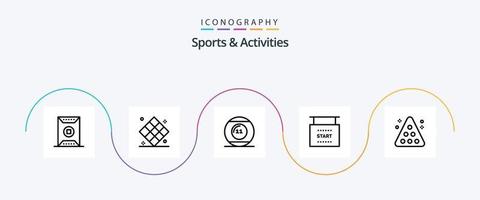 Sport und Aktivitäten Linie 5 Icon Pack inklusive Rennen. Flagge. spielen. Sport. Spiel vektor
