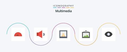 Multimedia Flat 5 Icon Pack inklusive . Foto. Sicht vektor