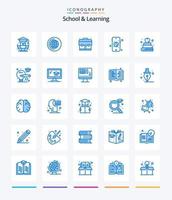 kreative Schule und Lernen 25 blaue Icon Pack wie Absolvent. Birne. Schule. Ausbildung. Apfel vektor