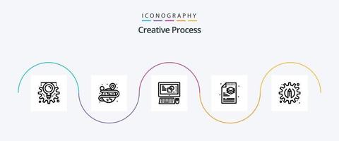 Creative Process Line 5 Icon Pack inklusive Prozess. S. Computer. Datei. kreativ vektor