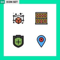 Gruppe von 4 gefüllten flachen Farbzeichen und Symbolen für Gadget plus Punkthausschild editierbare Vektordesign-Elemente vektor