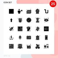 fast glyf packa av 25 universell symboler av vatten reparera syfte rörmokare targeting redigerbar vektor design element