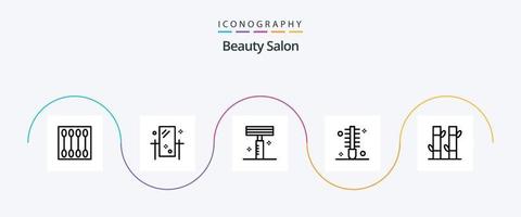 Schönheitssalon Linie 5 Icon Pack inklusive Haar. lockig. Spiegel. Schönheit. Rasierer vektor