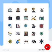uppsättning av 25 modern ui ikoner symboler tecken för jobb glödlampa rörmokare ljus företag redigerbar vektor design element