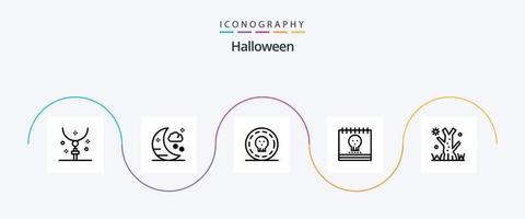 Halloween Line 5 Icon Pack inklusive Halloween. Urlaub. Münze. Halloween. Kalender vektor