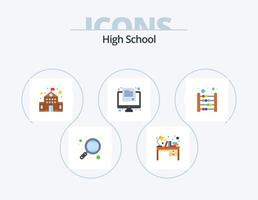 hög skola platt ikon packa 5 ikon design. kulram. testa. tabell. uppkopplad. skola vektor