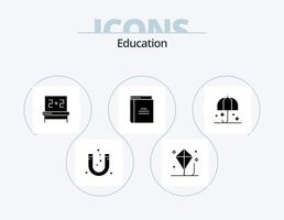 Bildung Glyphen-Icon-Pack 5 Icon-Design. Lektüre. Bibliothek. spielen. Ausbildung. Studien vektor
