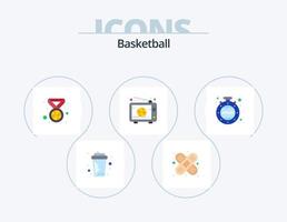 basketboll platt ikon packa 5 ikon design. minuter. tv. tilldela. match. basketboll vektor