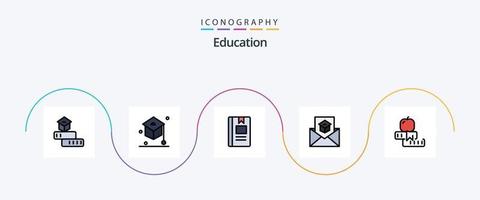 utbildning linje fylld platt 5 ikon packa Inklusive e-post. kommunikation. studerande. läsning. kunskap vektor