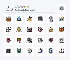 Business und Teamwork 25 Zeilen gefülltes Icon Pack inklusive Suche. Suche. Benutzer. Center. Gebäude vektor