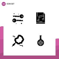 Stock Vector Icon Pack mit 4 Zeilenzeichen und Symbolen für Kryptografie beten Audio Sample Flask editierbare Vektordesign-Elemente