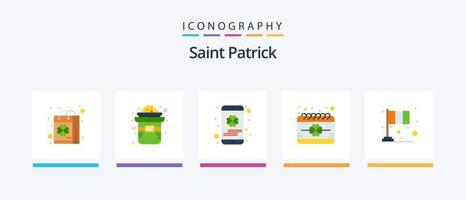 Saint Patrick Flat 5 Icon Pack inklusive Saint. Fall. Gold. Datum. Heilige. kreatives Symboldesign vektor