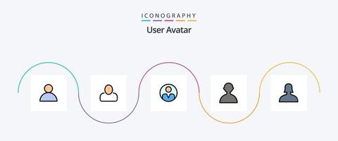 användare linje fylld platt 5 ikon packa Inklusive . kvinna. profil. Stöd. grundläggande vektor
