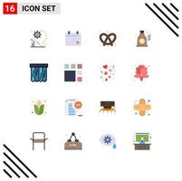 Flache Farbpackung mit 16 universellen Symbolen der Sommermatratze Datum Geldtasche editierbare Packung kreativer Vektordesign-Elemente vektor