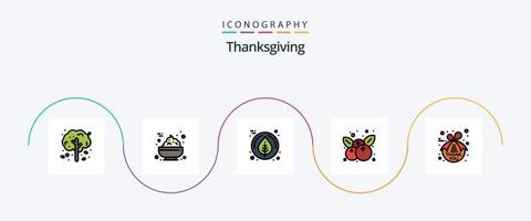 Thanksgiving Line gefüllt Flat 5 Icon Pack inklusive Thanksgiving. Dank. Ahorn. Notiz. das Erntedankfest vektor