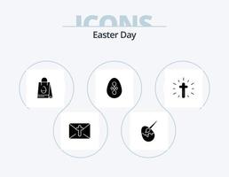 påsk glyf ikon packa 5 ikon design. kristen. ägg. handla väska. påsk. fågel vektor