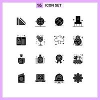grupp av 16 fast glyfer tecken och symboler för sittplats möbel matematik stol spel redigerbar vektor design element