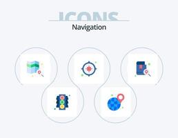 Navigation Flat Icon Pack 5 Icon-Design. . Karte. suchen. Standort. Buch vektor