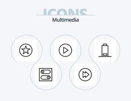 multimedia linje ikon packa 5 ikon design. . favorit. spola tillbaka vektor