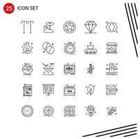 uppsättning av 25 modern ui ikoner symboler tecken för vänster pilar insignier händer vård redigerbar vektor design element