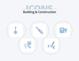 Bau- und Konstruktionsblau-Icon-Pack 5-Icon-Design. schrauben. Reparatur. Schaum. Werkzeug. schaukel vektor