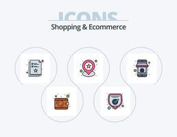 Shopping- und E-Commerce-Linie gefüllt Icon Pack 5 Icon Design. Handtasche. Geld. Durchsuche. Zahlung . Karte vektor