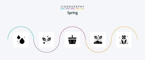 Spring Glyph 5 Icon Pack inklusive Rose. Blume. gestalten. Blumen. Anlage vektor