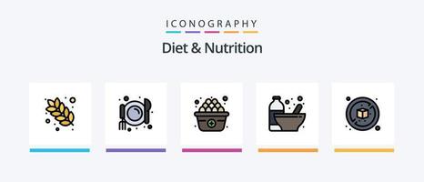 diet och näring linje fylld 5 ikon packa Inklusive . diet. näring tillägg. Kafé. hälsa. kreativ ikoner design vektor