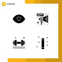 Gruppe solider Glyphen Zeichen und Symbole für bearbeitbare Vektordesign-Elemente für Augenübungen Vision Lautsprecher Gewichtheber vektor