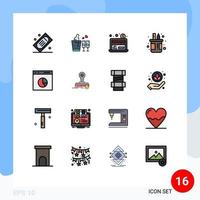 Aktienvektor-Icon-Pack mit 16 Zeilenzeichen und Symbolen für den Handel Bleistift Hochzeit Stiftbox editierbare kreative Vektordesign-Elemente vektor